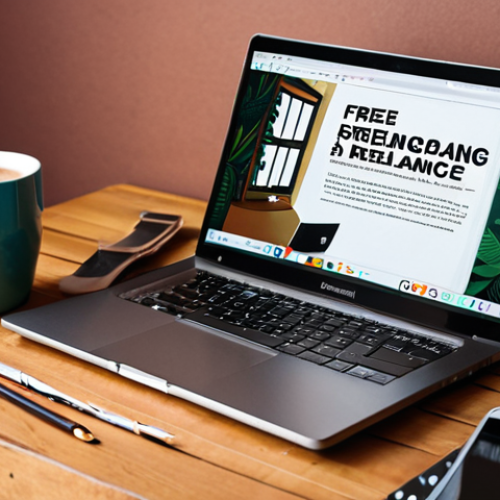 Home 7 **Freelancing**: "An inspiring workspace with a laptop, creative tools, and a cup of coffee, symbolizing the freedom and flexibility of freelancing. The background features a diverse range of project ideas, showcasing various freelance services like graphic design and writing."